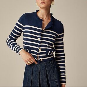 New J.Crew cashmere fringe-trim cardigan